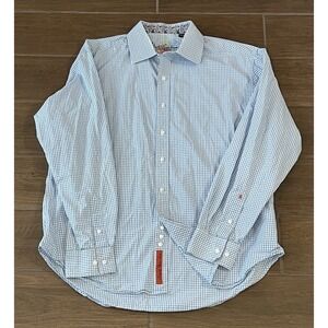 Robert Graham Men's Button Up Shirt XL Gingham Check Flip Cuff Long Sleeve Shirt